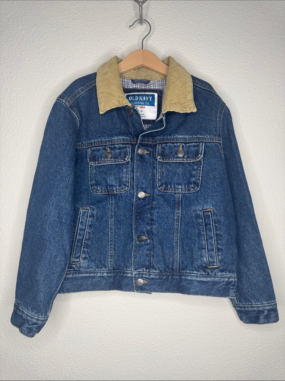 Old Navy Blue Denim Jacket with Tan Collar